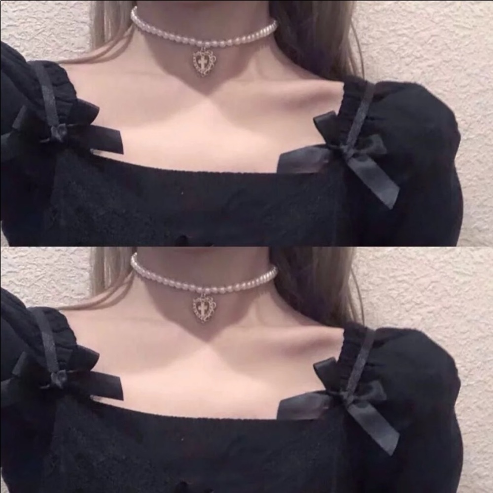 Punk Gothic Harajuku Pearl Chain Hollow Heart